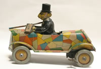 Distler Antique Uncle Wiggly Tin Wind-up Crazy Car Toy C. 1920-30 Made in Gemany - RARE ALL ORIGINAL ANTIQUE!